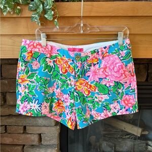 Lilly Pulitzer Callahan Knit Shorts Rose To The Occasion Pink Blue Floral Size 6